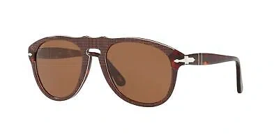 Pre-owned Persol Po0649 1091an Brown Prince Wales Polarized Brown 54 Mm Men's Sunglasses