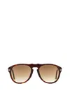 Persol Mens Brown Po0649 Pilot-frame Acetate Sunglasses In Havana