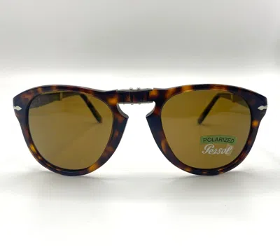 Pre-owned Persol Po0714 Sunglasses 24/57 Folding Havana/crystal Brown Polarized Lens 52mm