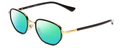 Pre-owned Persol Po2471s Unisex Retro Polarized Bifocal Reading Sunglasses Gold/black 50mm In Green Mirror