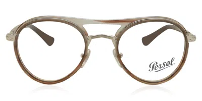 Persol Po2485v 1147 Men's Glasses Brown Size 48 - Free Lenses - Blue Light Block Available In Grey Striped Brown