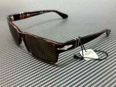 Pre-owned Persol Po2803s 24 57 Havana Rectangle Men's 58 Mm Polarized Sunglasses In Brown