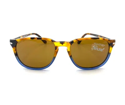 Pre-owned Persol Po3019s Sunglasses 1120/33 Brown Tortoise Opal Blue/brown Lens 55mm