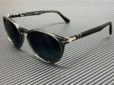 Pre-owned Persol Po3152s 1196s3 Transparent Grey Blue Polarized 52 Mm Men's Sunglasses