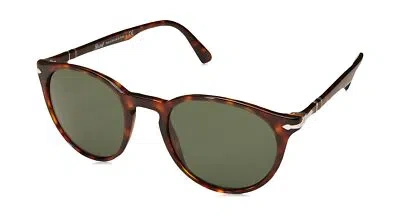 Pre-owned Persol Po3152s Panto Sunglasses Havana/green 49 Millimeters