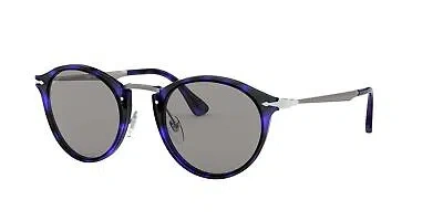 Pre-owned Persol Po3166s 1099r5 Blue Grid Grey Panthos 49 Mm Men's Sunglasses In Gray