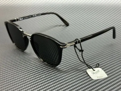 Pre-owned Persol Po3186s 95 58 Black Square Men's 53 Mm Polarized Sunglasses In Green