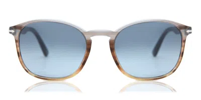Persol Po3215s 1137q8 Men's Sunglasses Brown Size 57 In Striped Grey Brown