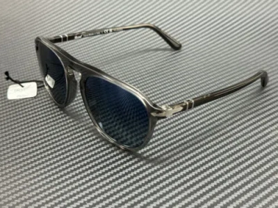 Pre-owned Persol Po3302s 1196s3 Transparent Grey Blue Polarized Unisex 55 Mm Sunglasses