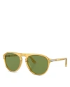 Persol Pilot Frame Sunglasses In Gold/green Solid