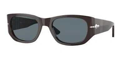 Pre-owned Persol Po3307s 11743r Brown Dk Blue Polarized 55 Mm Unisex Sunglasses In Dark Blue Polarized