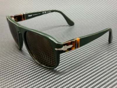 Pre-owned Persol Po3310s 119057 Matte Green Brown Polarized 57 Mm Sunglasses