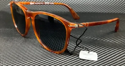 Pre-owned Persol Po3314s 96 S3 Terra Di Siena Polarized Unisex 55 Mm Sunglasses In Blue
