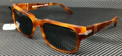 Pre-owned Persol Po3315s 96 3r Terra Di Siena Polarized Unisex 55 Mm Sunglasses In Blue