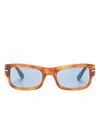 Persol Po3326s Rectangle-frame Transparent Sunglasses In Braun
