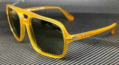 Pre-owned Persol Po3328s 204 4e Miele Yellow Unisex 55 Mm Sunglasses In Green
