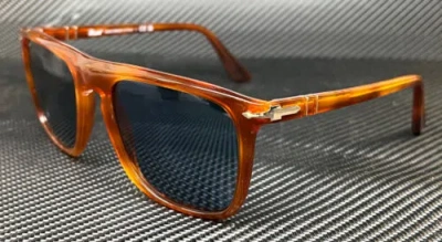 Pre-owned Persol Po3336s 96 56 Terra Di Siena Brown Unisex 54 Mm Sunglasses In Blue