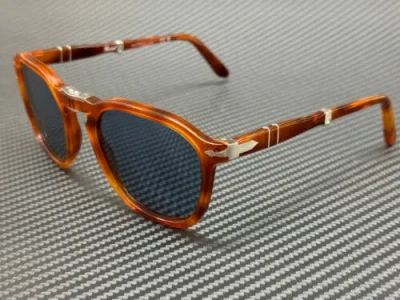 Pre-owned Persol Po3345s 96 56 Terra Di Siena Brown Blue Unisex 54 Mm Sunglasses