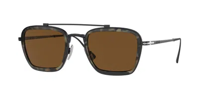 Persol Po5012st Polarized 801557 Men's Sunglasses Black Size 49 In Brown