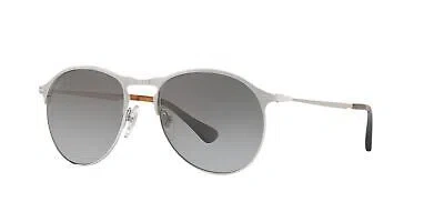 Pre-owned Persol Po7649s 1068m3 Mt Silver Grad Green Polarized 56 Mm Men's Sunglasses