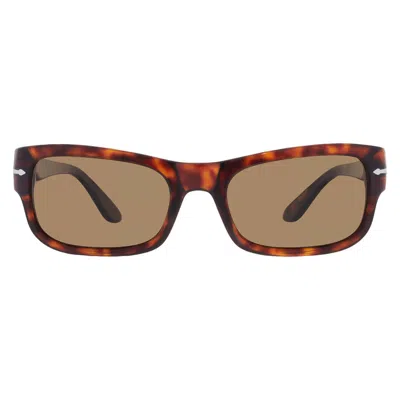 Persol Polarized Brown Rectangular Unisex Sunglasses Po3326s 24/57 57