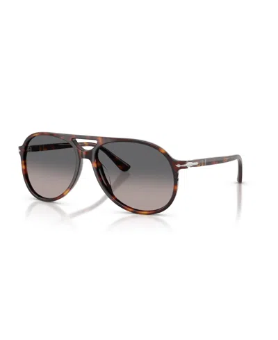 Persol Polarized Gradient Oversized Aviator Sunglasses Walter Po3403s In Havana