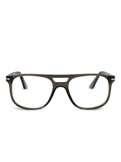 Persol Rectangle Double-bridge Glasses In Black