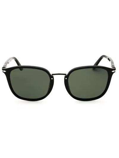 Persol Round Acetate Polarized Sunglasses For Men In Black
