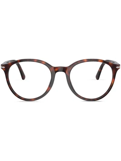 Persol Brille Mit Rundem Gestell In Braun