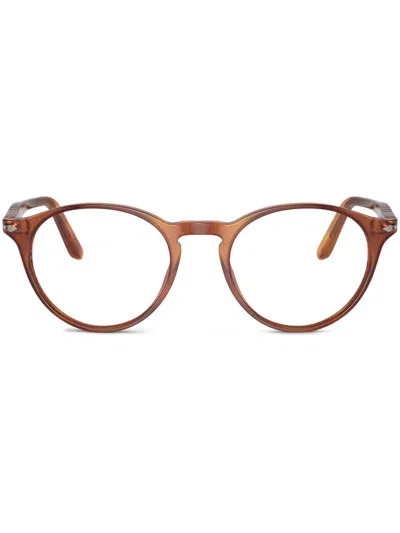 Persol Round Frame Glasses In Brown