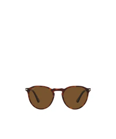 Persol Round Frame Sunglasses In Brown