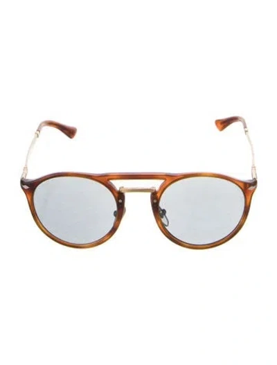 Pre-owned Persol Round Mirrored Sunglasses In Brown