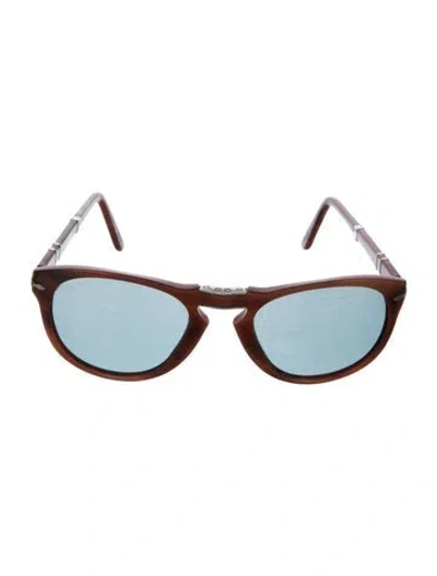 Pre-owned Persol Round Tinted Sunglasses In Brown