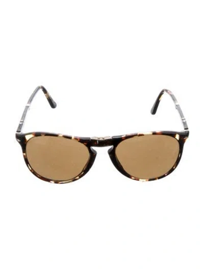 Pre-owned Persol Round Tinted Sunglasses In Brown