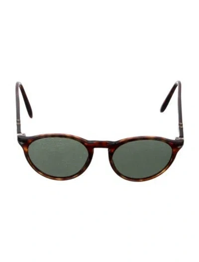 Pre-owned Persol Round Tinted Sunglasses In Brown