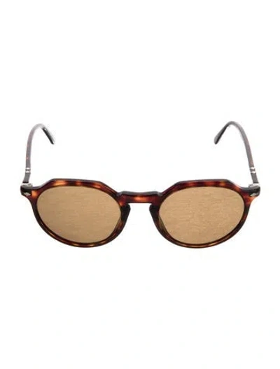 Pre-owned Persol Round Tinted Sunglasses In Brown