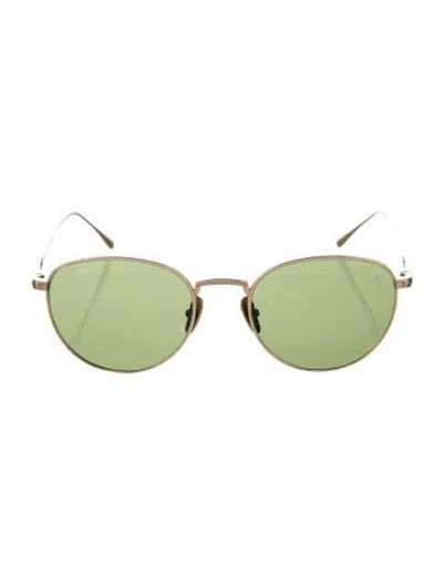 Pre-owned Persol Round Tinted Sunglasses In Gold