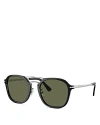 Persol 53mm Polarized Square Sunglasses In Black/green Polarized Solid