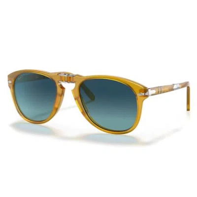 Pre-owned Persol Steve Mcqueen 714sm 204/s3 Opal Yellow Blue Polarized Sunglasses