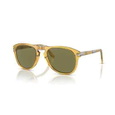 Pre-owned Persol Steve Mcqueen Po 0714sm 204/p1 54 Opal Yellow Green Polarized Sunglasses