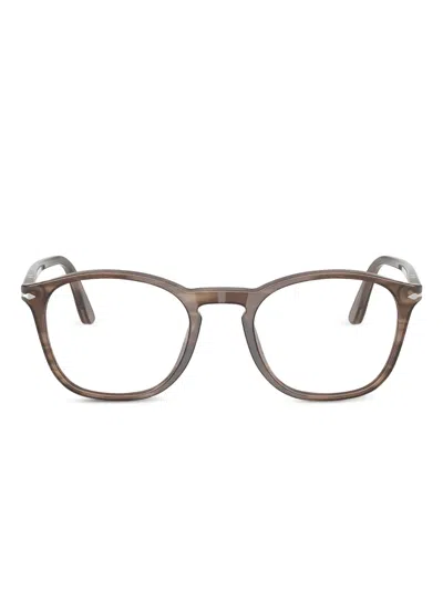 Persol Striped Acetate Glasses In Brown