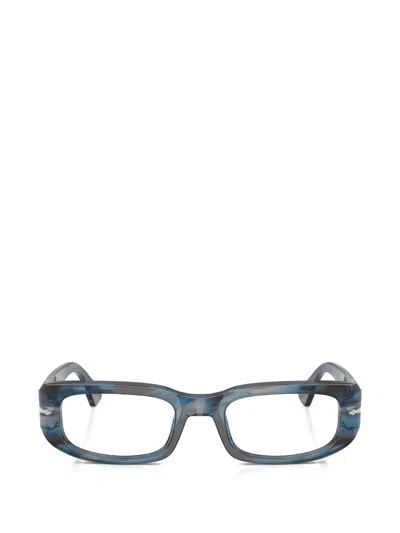 Persol Striped Rectangle-frame Glasses In Blue
