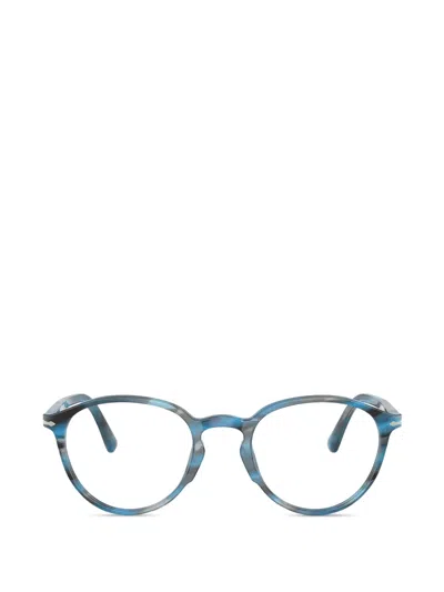 Persol Striped Round Glasses In Blue