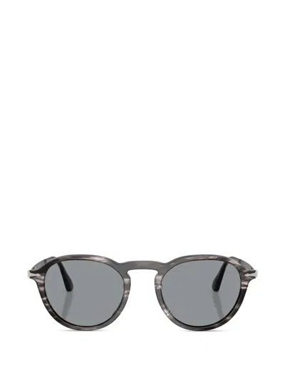 Persol Striped Round Sunglasses In Gray