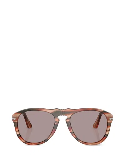 Persol Striped Sunglasses In Brown
