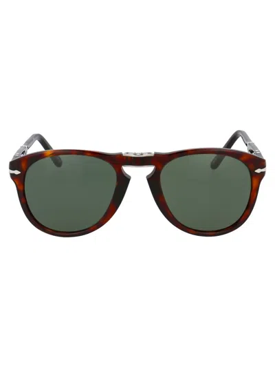 Persol Folding Round-frame Sunglasses In 24/31 Havana