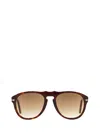 Persol Mens Brown Po0649 Pilot-frame Acetate Sunglasses In Brown