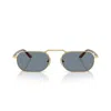Persol 57mm Polarized Rectangular Sunglasses In Oro/blu