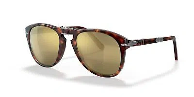 Pre-owned Persol Sunglasses Po0714sm 24/am 54mm Havana / Mirror 24k Gold Plated Lens