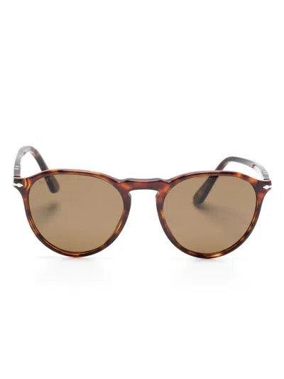 Persol Tortoiseshell-effect Round-frame Sunglasses In Brown
